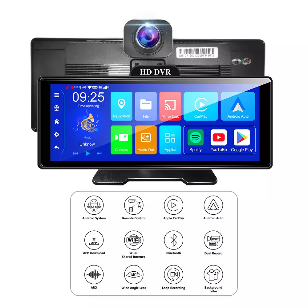 Dash cam doppia Aoocci P100: registrazione 4K anteriore e 1080P posteriore, angolo 140°, GPS, CarPlay e Android Auto - Il massimo della sicurezza