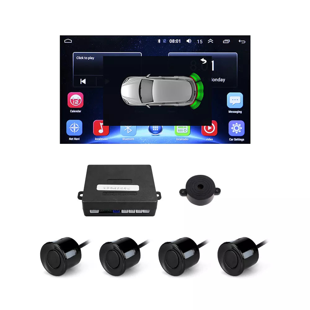 Aoocci R401 Sistema Radar di Parcheggio Android - 4 sensori ultrasonici, display visivo distanza e direzione, rilevamento automatico ostacoli 30-250cm