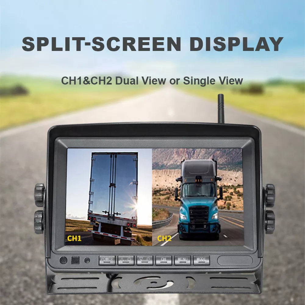 M701 Registratore con Telecamera di Retromarcia Solare 7" Senza Fili per Camper/Rimorchio