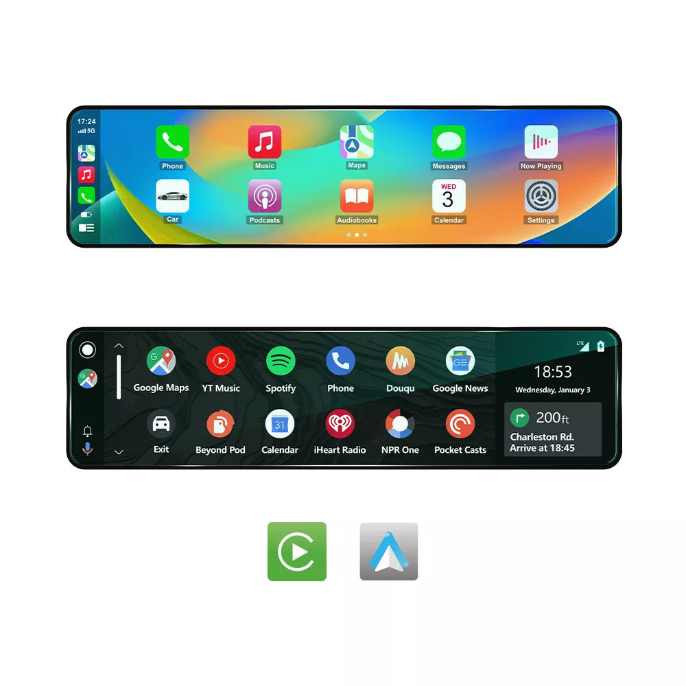 Aoocci P112 Dash Cam 3 Canali - Registratore 4K/2K con GPS integrato, CarPlay e Android Auto portatile