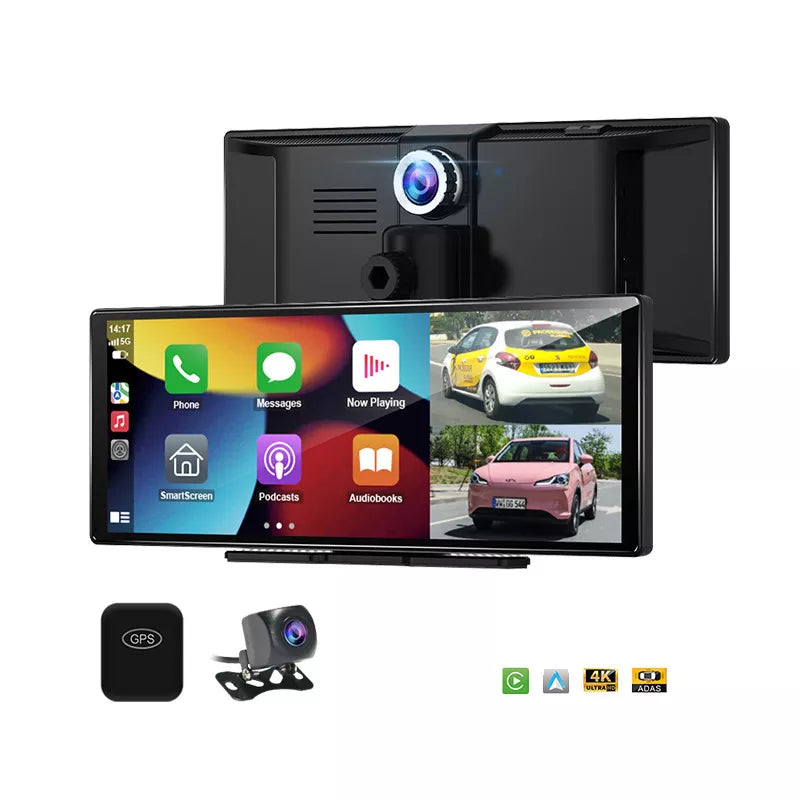 Aoocci P113 Dash Cam 4K - Schermo touch 11.3" 4K, doppia telecamera 2K, navigazione GPS, ADAS e CarPlay/Android Auto wireless