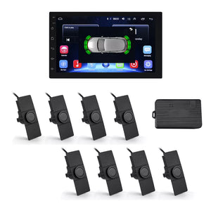 Aoocci R801 Sistema Radar di Parcheggio Android con 8 sensori - Integrazione nativa con autoradio Android, display distanza e direzione su schermo, rilevamento automatico ostacoli